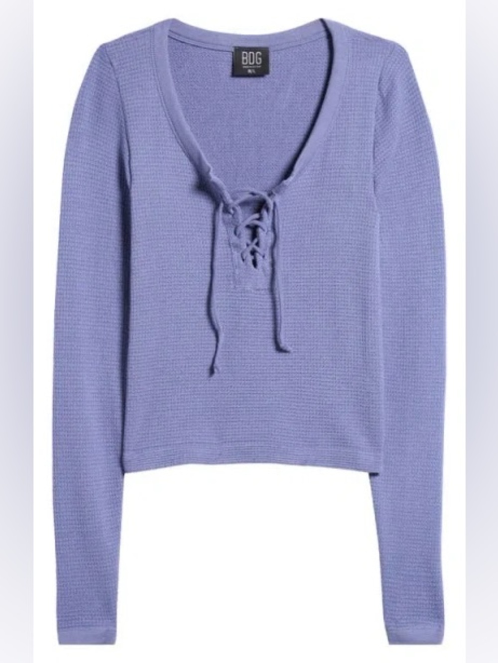 BDG Urban Outfitters Knockout Long Sleeve Tie Front Crop Top In Light Blue